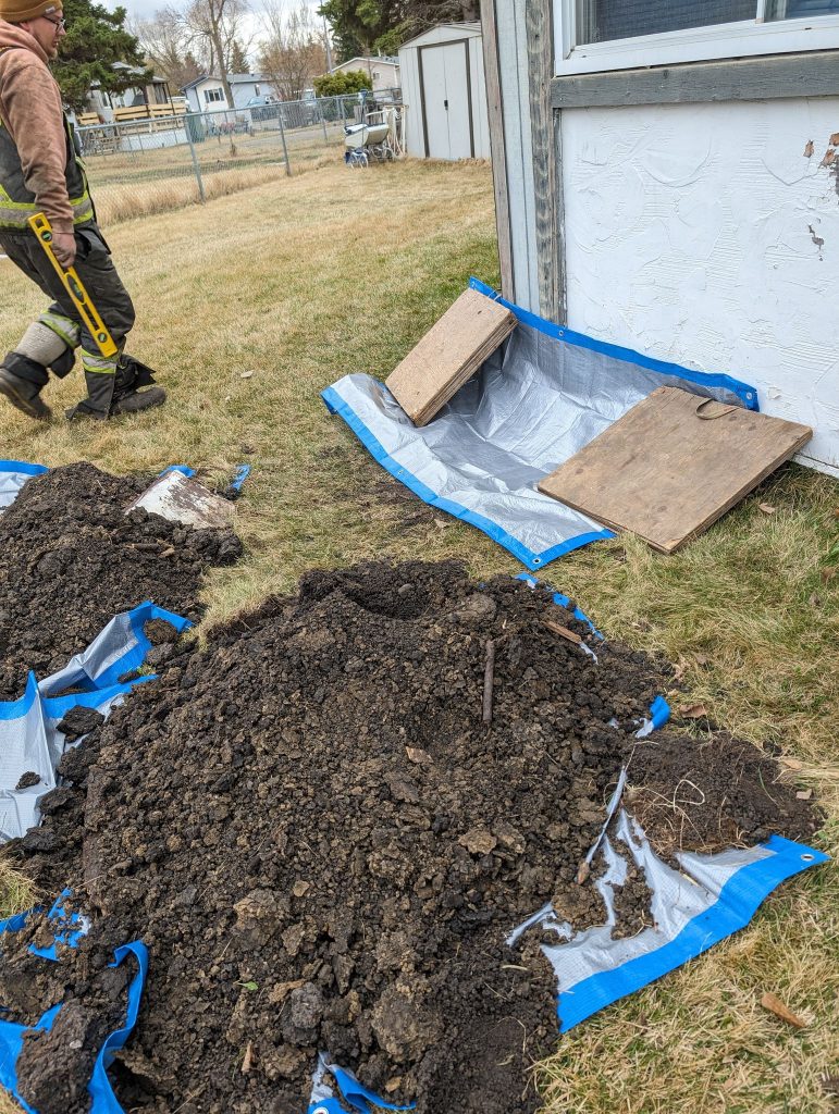 mobile home levelling in Edmonton requiring digging