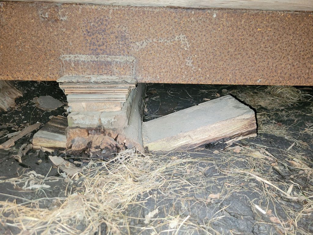 Old mobile home blocking that needs replacing and levelled